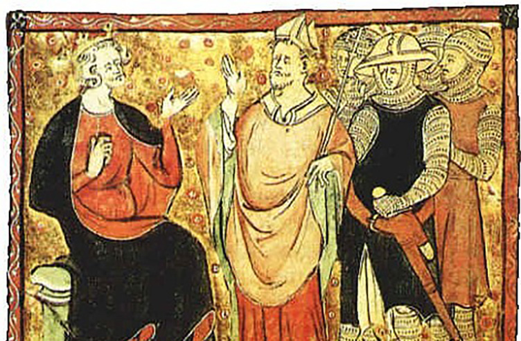 14th-century depiction of Becket with King Henry II (Wikipedia)